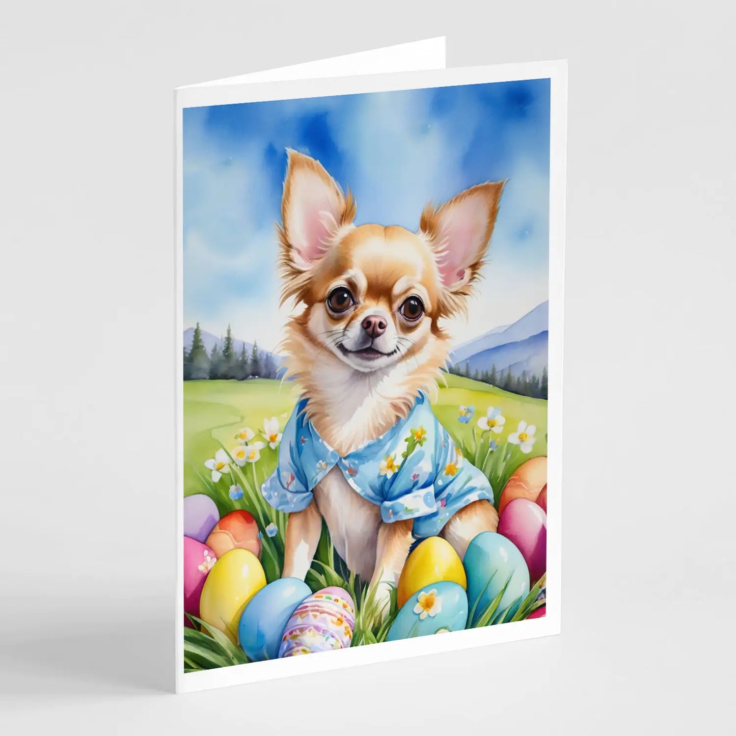 Chihuahua Easter Egg Hunt Greeting Cards Pack of 8