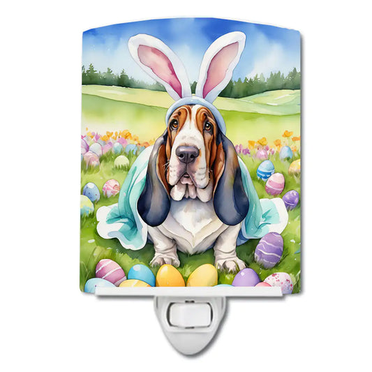 Basset Hound Easter Egg Hunt Ceramic Night Light