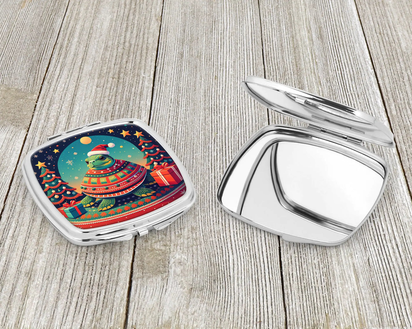 Turtle Christmas Compact Mirror