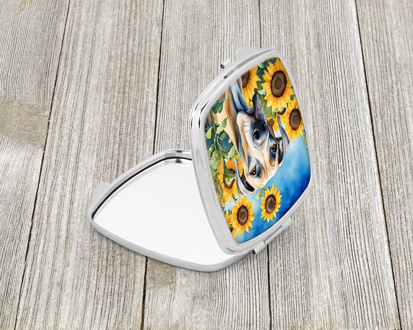 Great Dane in Sunflowers Compact Mirror