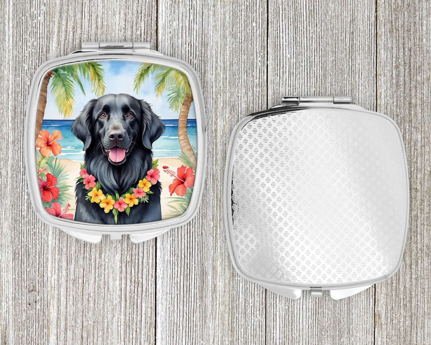 Flat-Coated Retriever Luau Compact Mirror