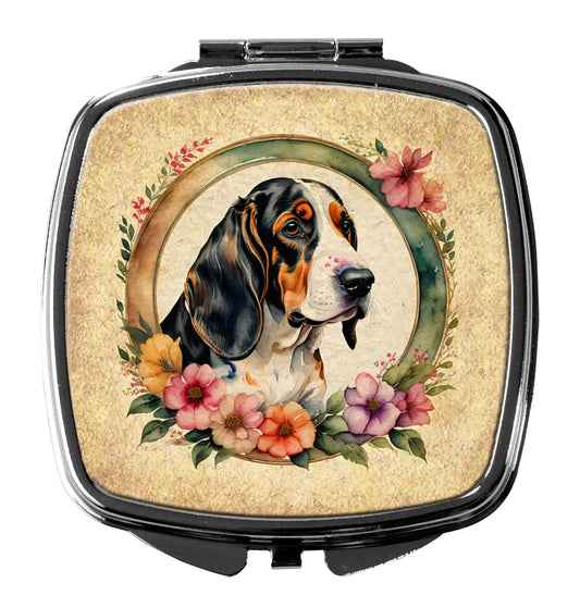 Basset Hound and Flowers Compact Mirror