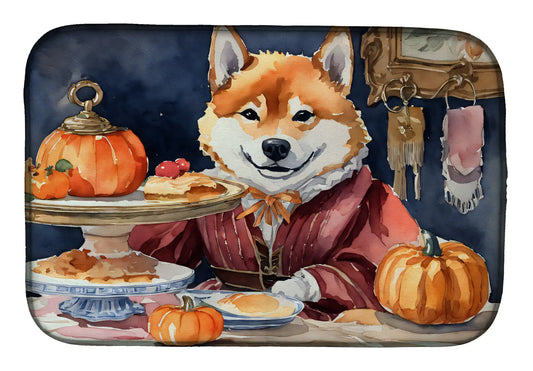 Shiba Inu Fall Kitchen Pumpkins Dish Drying Mat