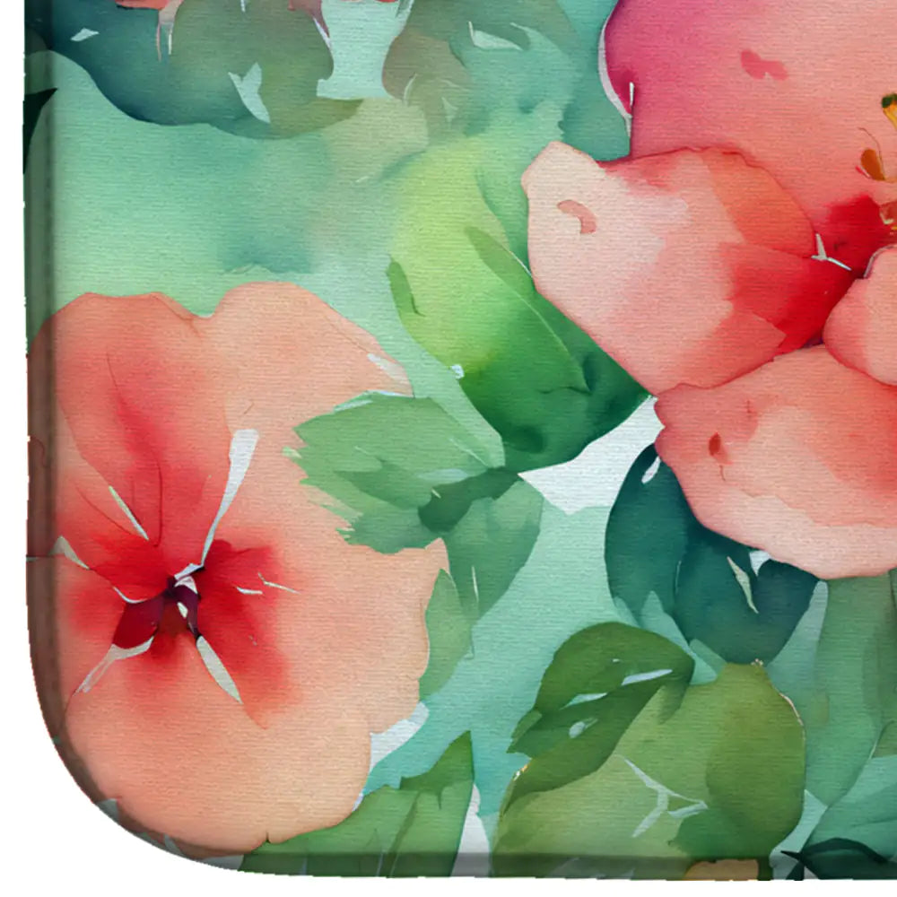 Georgia Cherokee Rose in Watercolor Dish Drying Mat