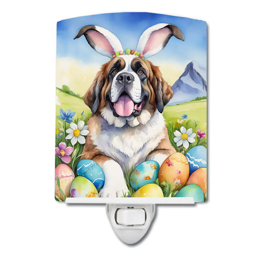 Saint Bernard Easter Egg Hunt Ceramic Night Light