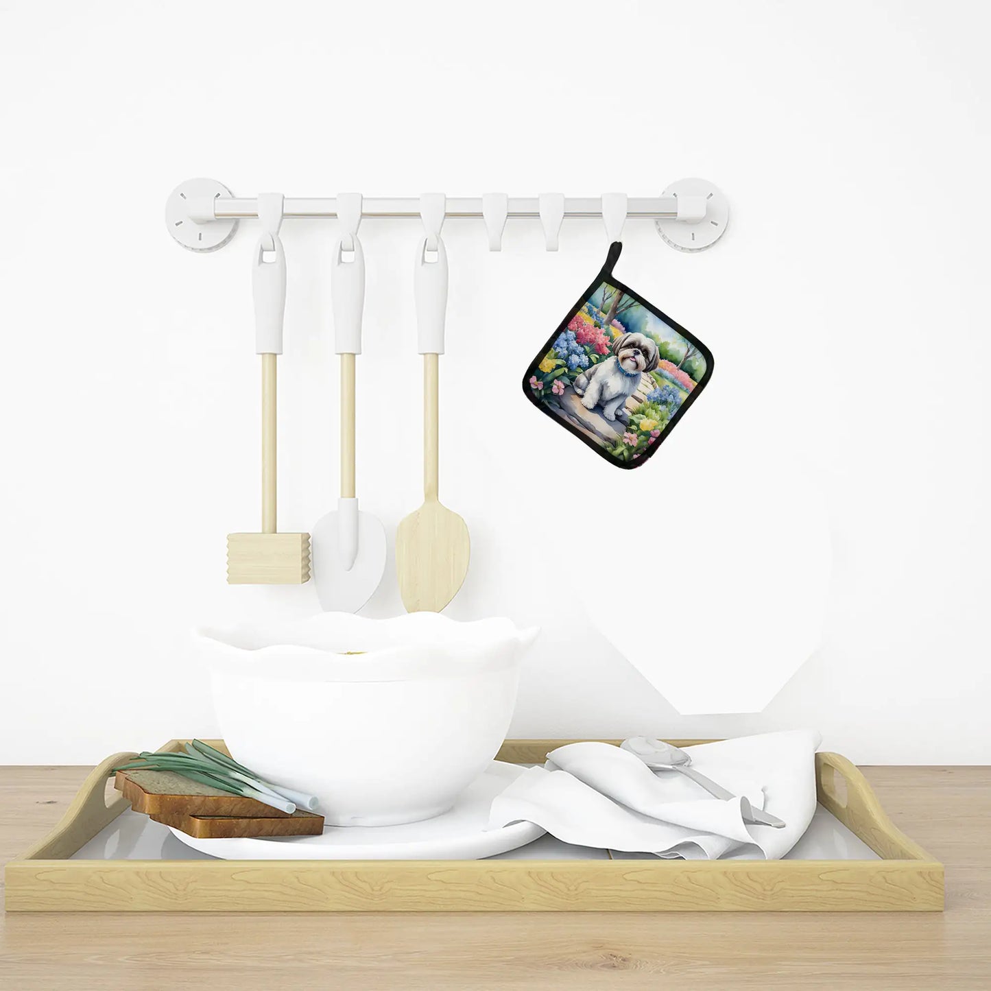 Shih Tzu Spring Path Pair of Pot Holders