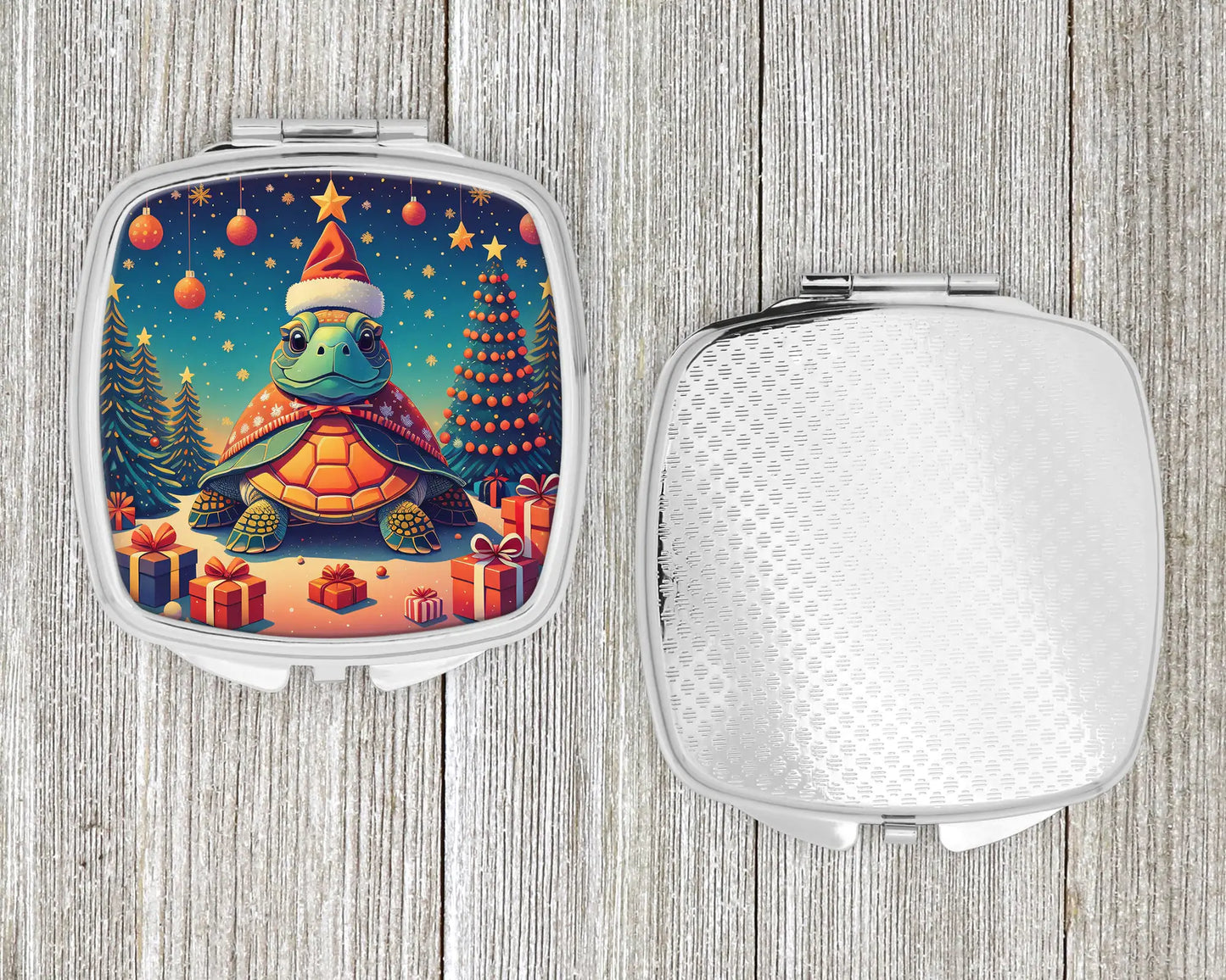 Turtle Christmas Compact Mirror