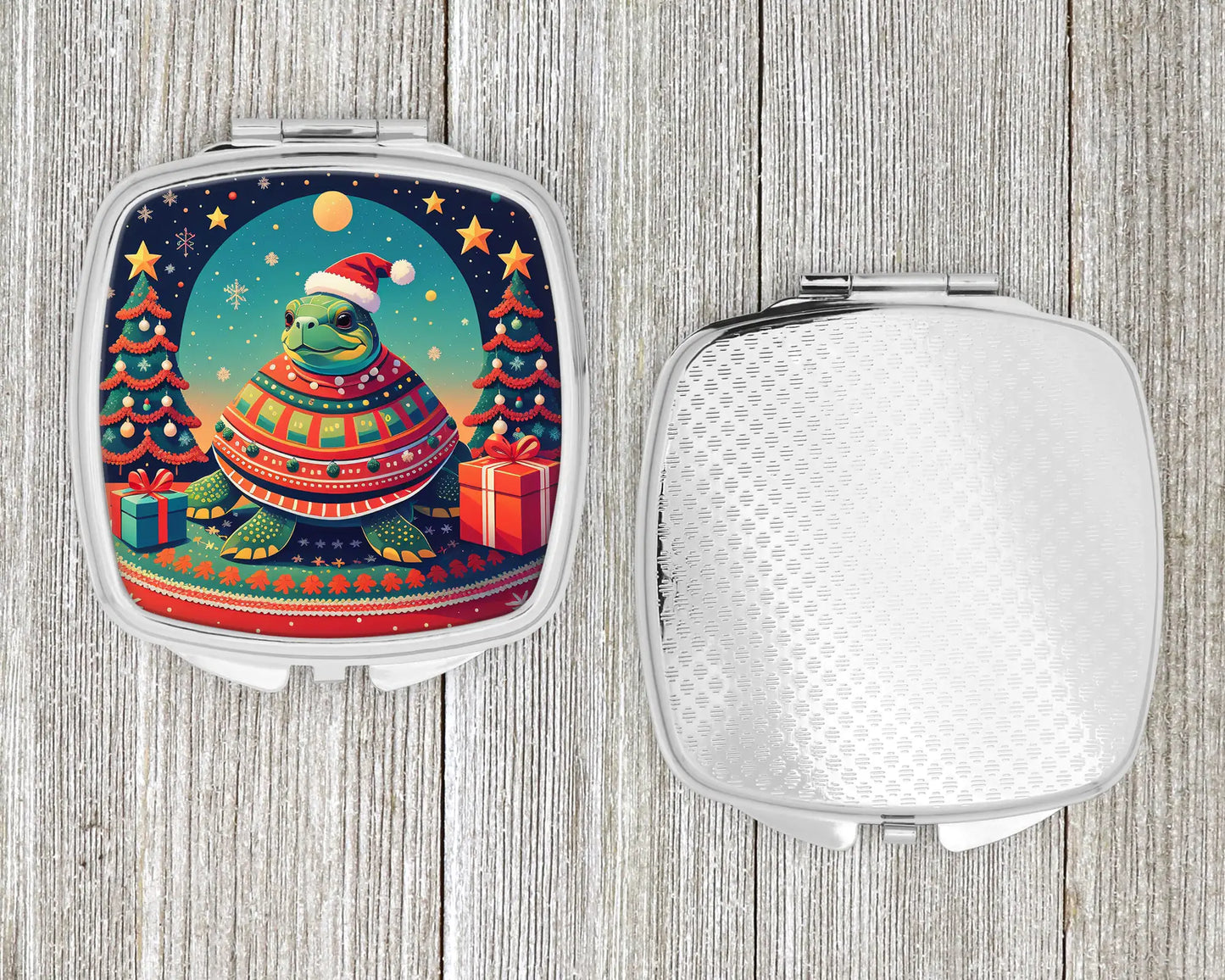 Turtle Christmas Compact Mirror