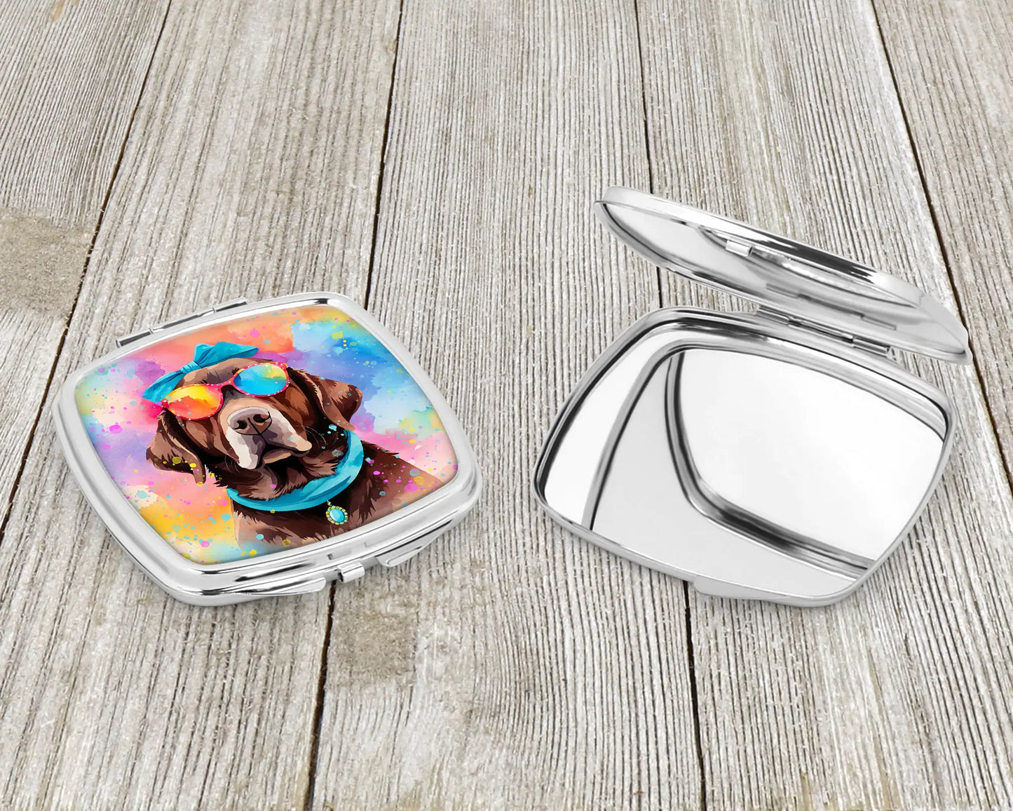 Chocolate Labrador Hippie Dawg Compact Mirror