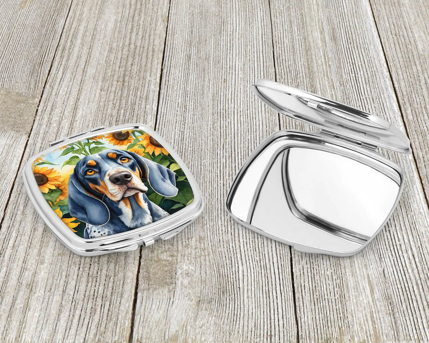 Bluetick Coonhound in Sunflowers Compact Mirror