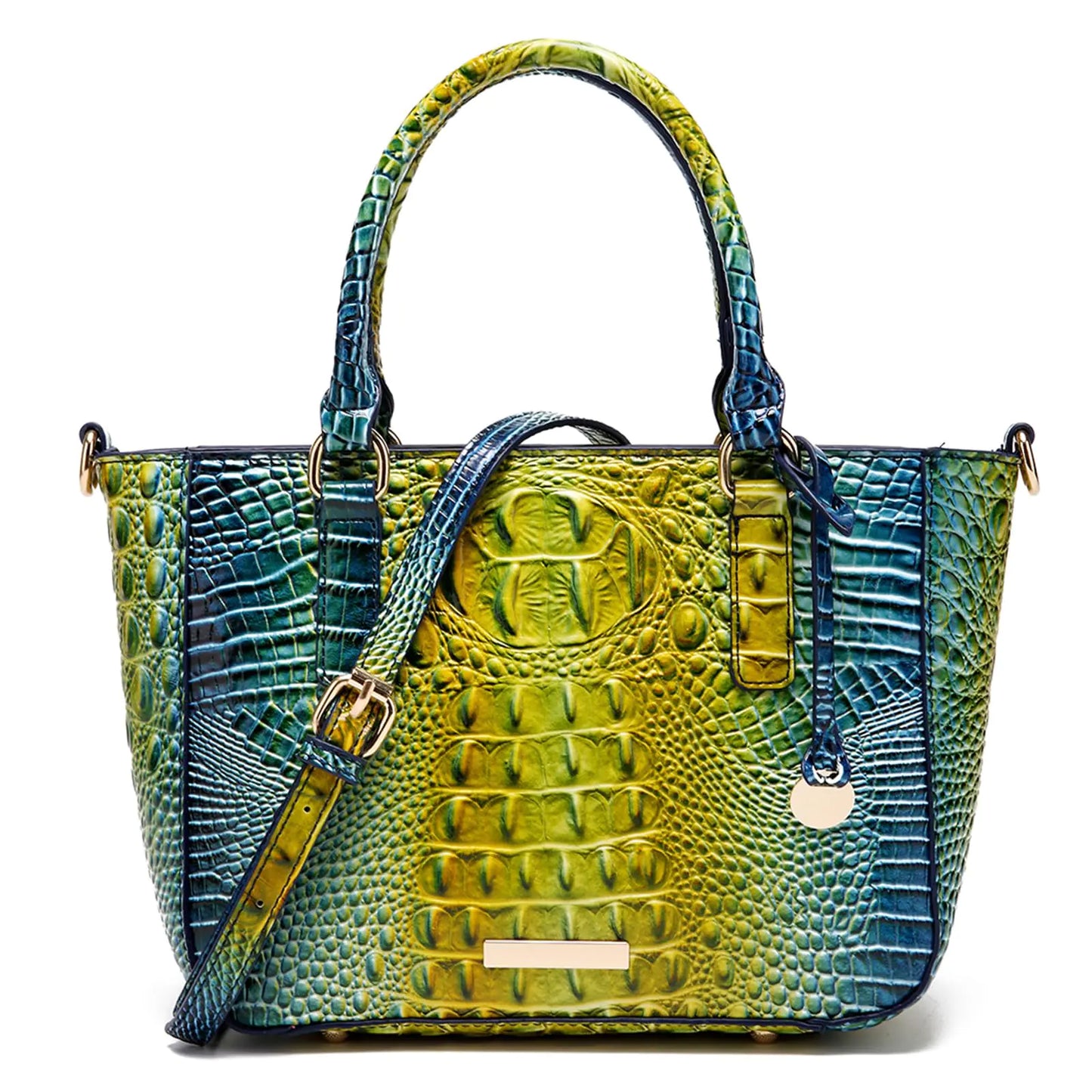 Makcr Joacbv Ladies Tote Leather Bags for Women Crocodile Embossed Zipper Satchel Purse Elegant Compartments Crossbody Work