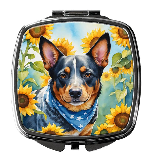 Australian Cattle Dog in Sunflowers Compact Mirror
