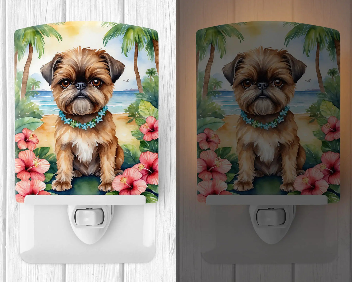 Brussels Griffon Luau Ceramic Night Light