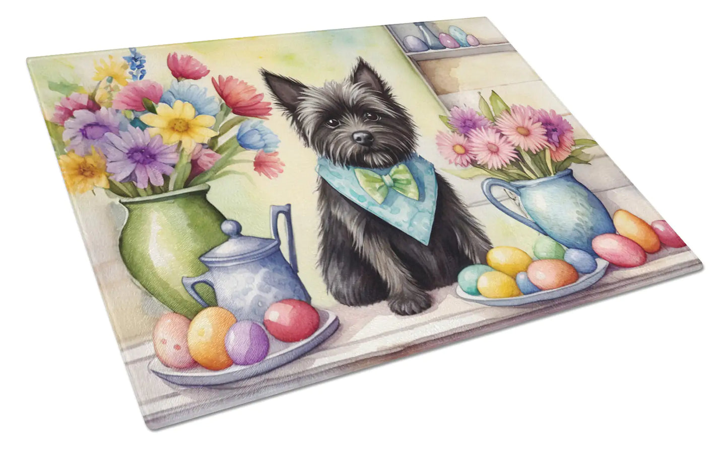 Decorating Easter Cairn Terrier Glass Cutting Board