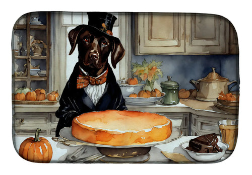 Chocolate Lab Fall Kitchen Pumpkins Dish Drying Mat