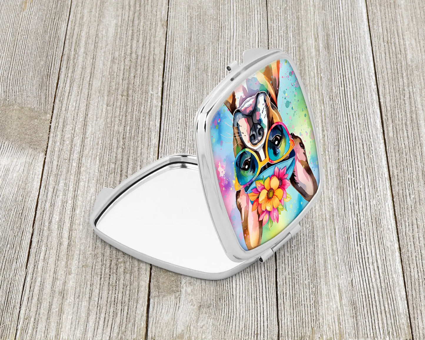 Boston Terrier Hippie Dawg Compact Mirror