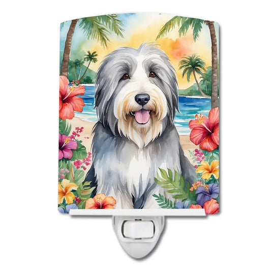Bearded Collie Luau Ceramic Night Light