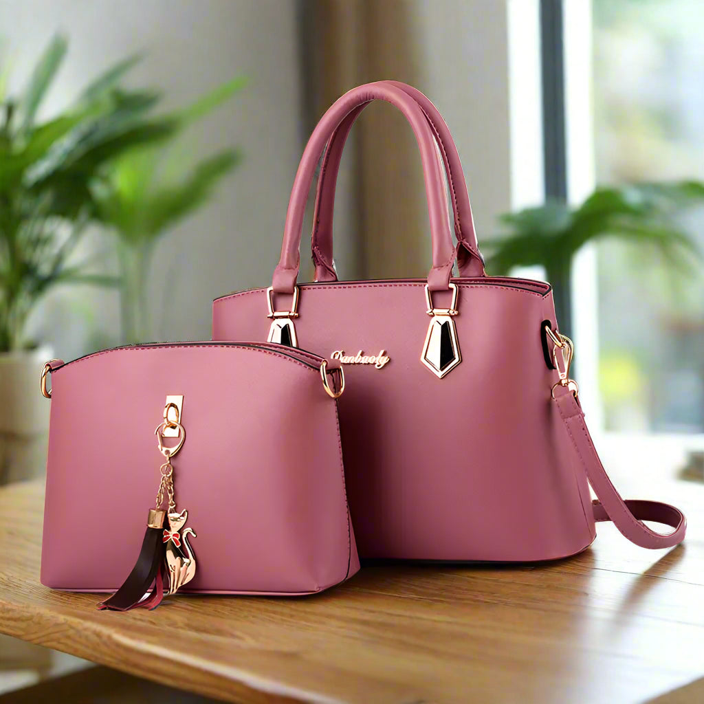 Fashionable Women's PU Handbag and Crossbody Purse Set