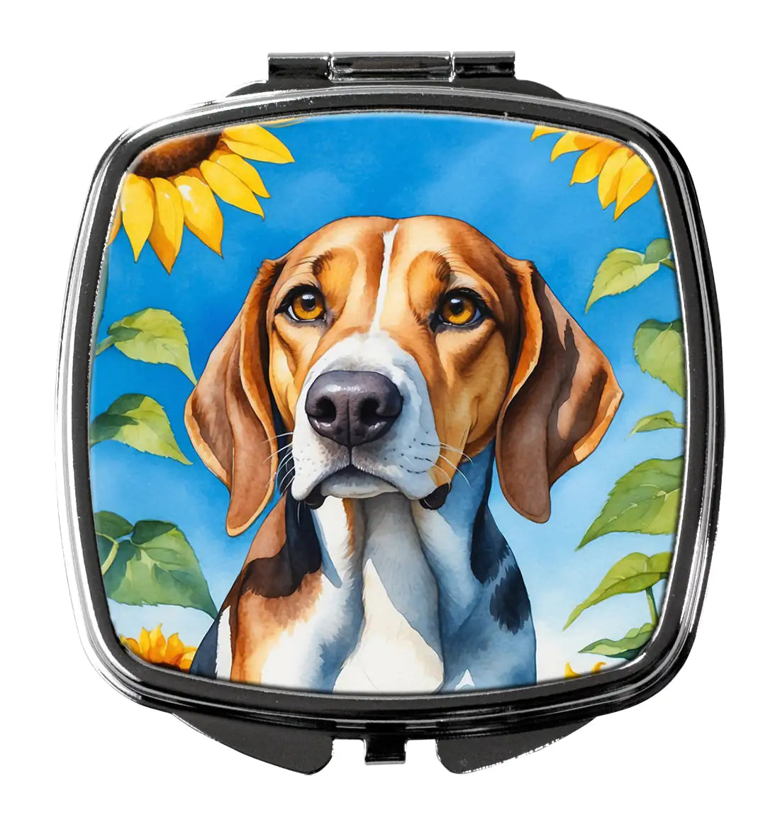 American Foxhound in Sunflowers Compact Mirror