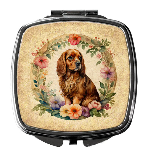 Sussex Spaniel and Flowers Compact Mirror