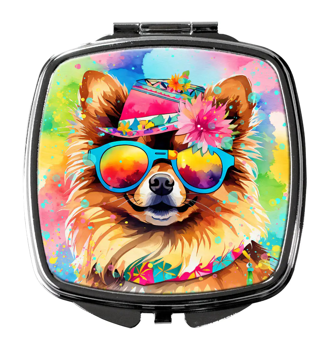 Pomeranian Hippie Dawg Compact Mirror
