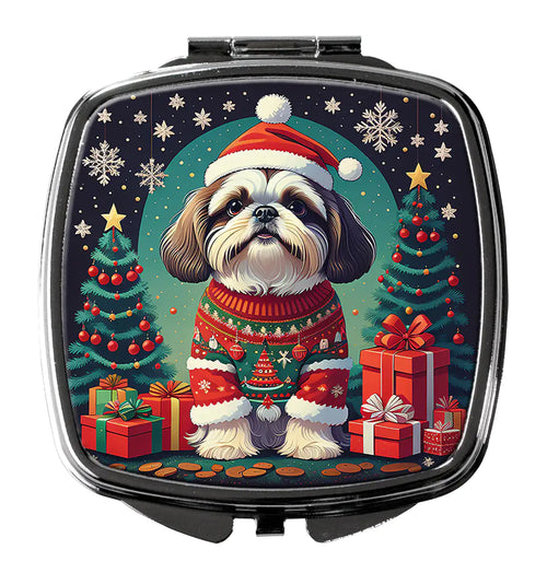Shih Tzu Christmas Compact Mirror