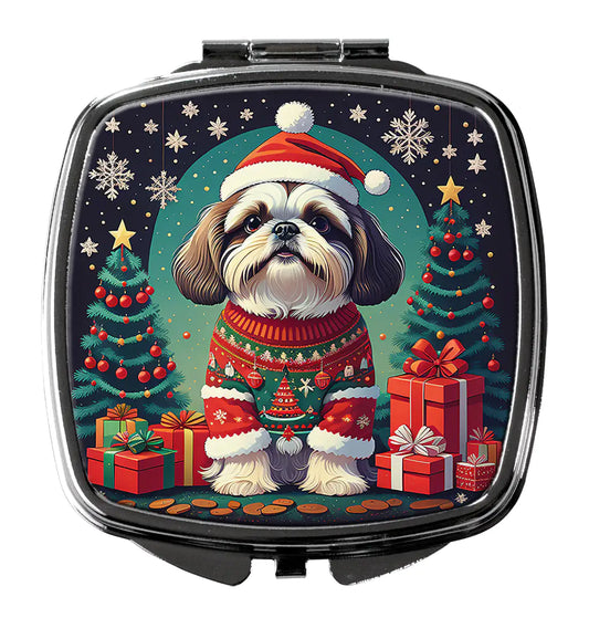 Shih Tzu Christmas Compact Mirror