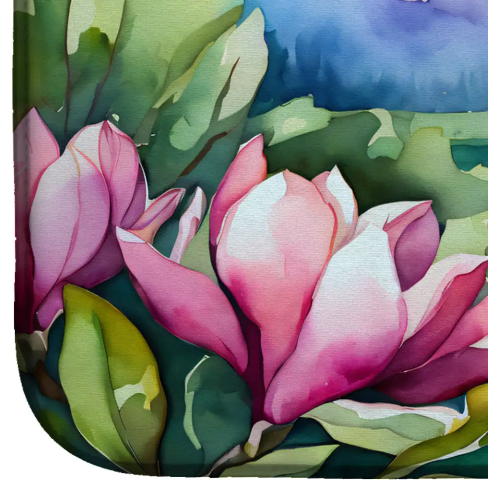 Louisiana Magnolias in Watercolor Dish Drying Mat