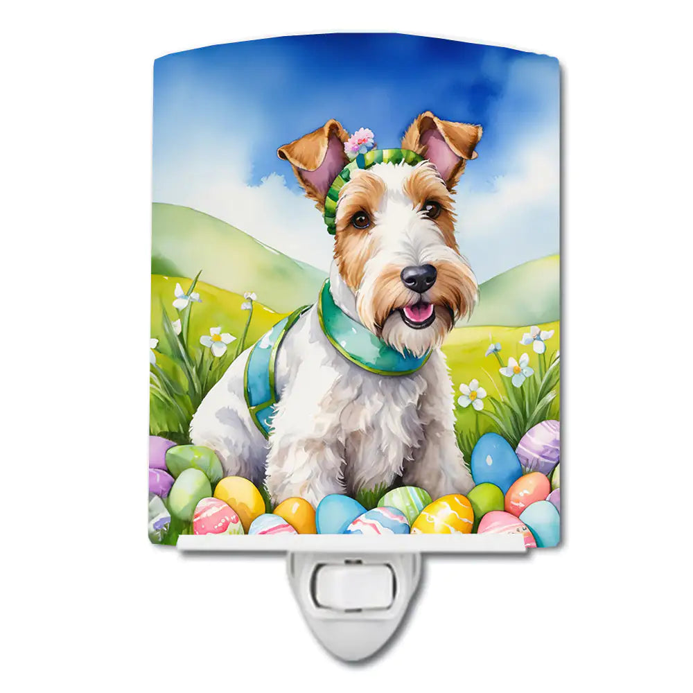 Fox Terrier Easter Egg Hunt Ceramic Night Light