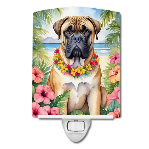 Bullmastiff Luau Ceramic Night Light