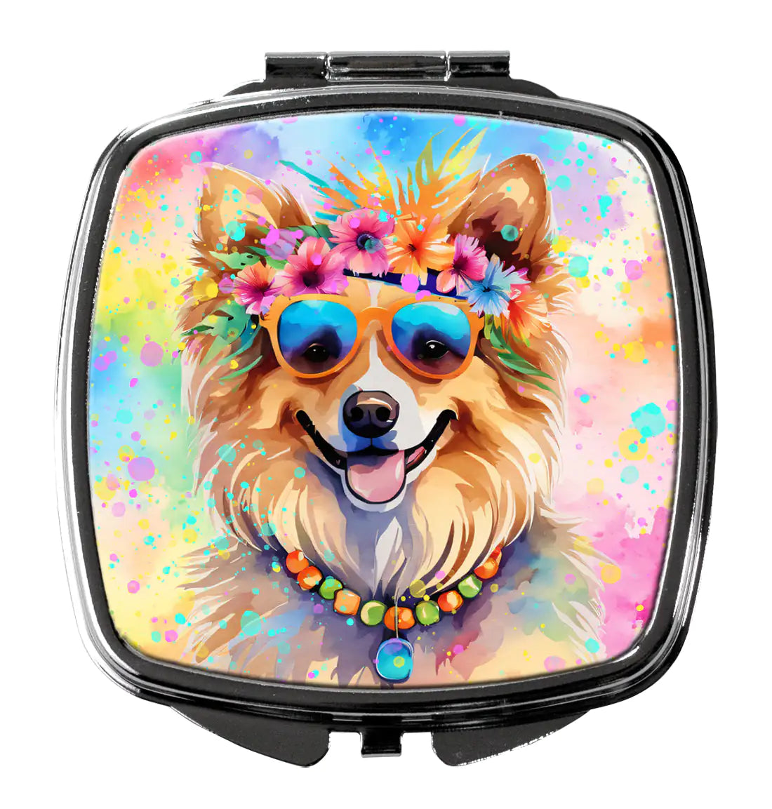 Pomeranian Hippie Dawg Compact Mirror