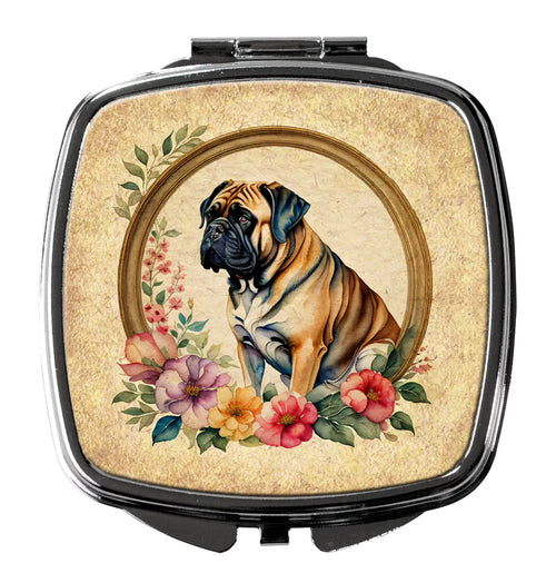 Mastiff and Flowers Compact Mirror