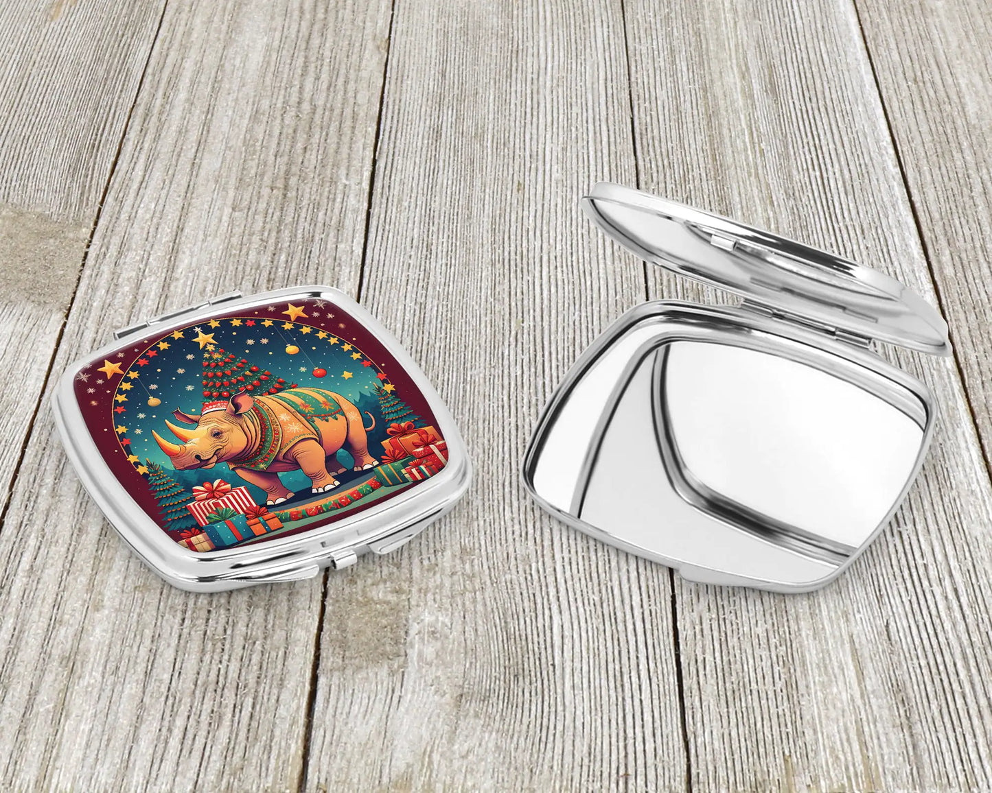 Rhinoceros Christmas Compact Mirror