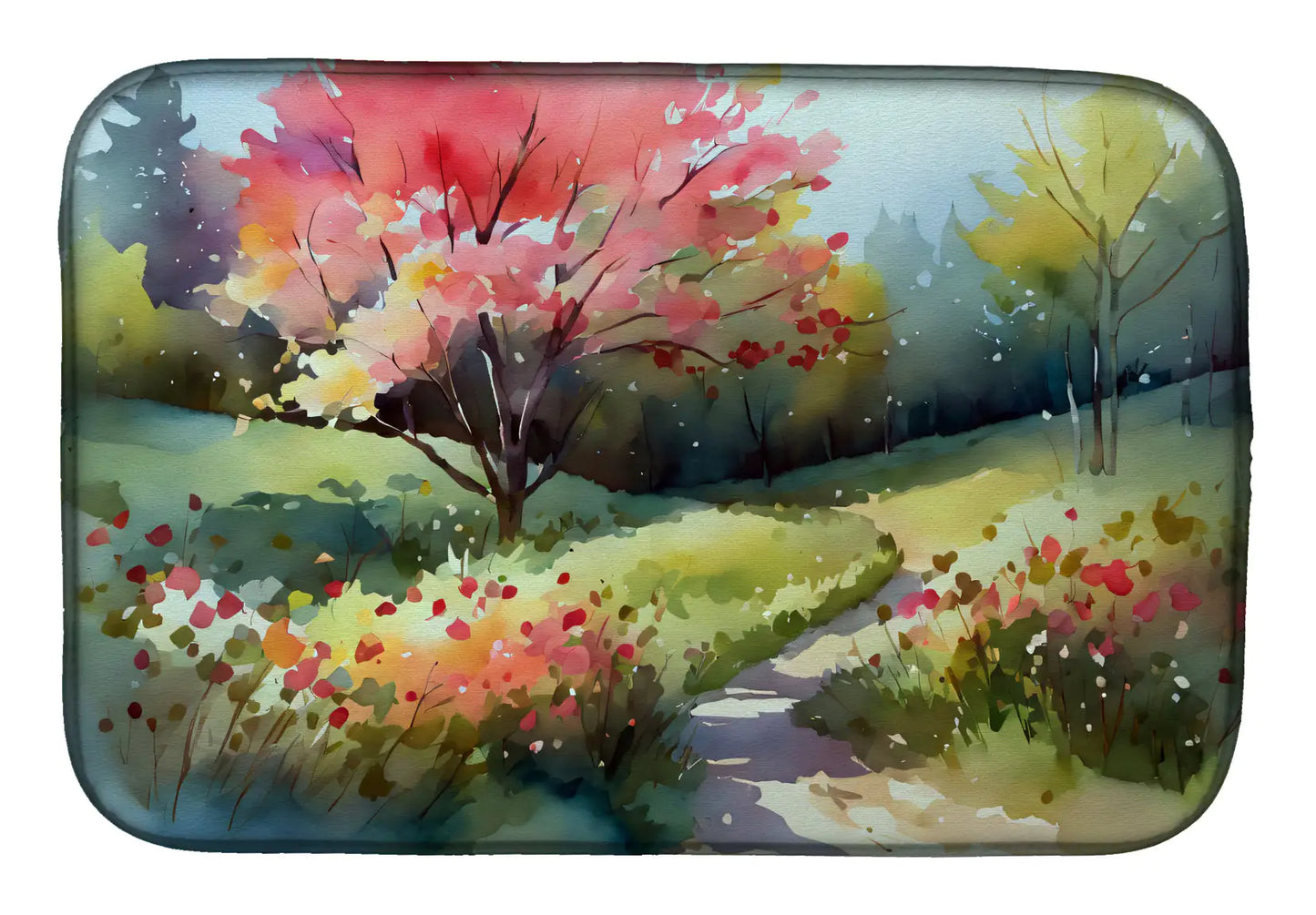 North Carolina Dogwoods in Watercolor Dish Drying Mat