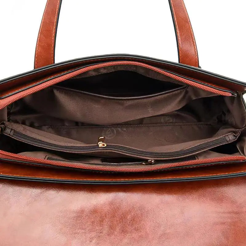 Vintage Crocodile Pattern Leather Messenger Handbag