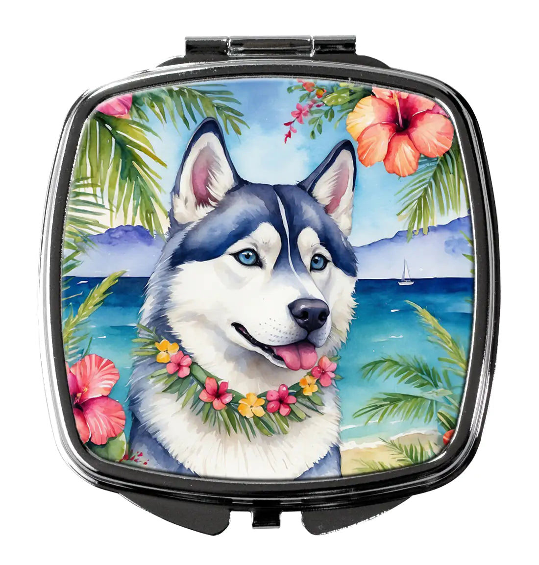 Siberian Husky Luau Compact Mirror
