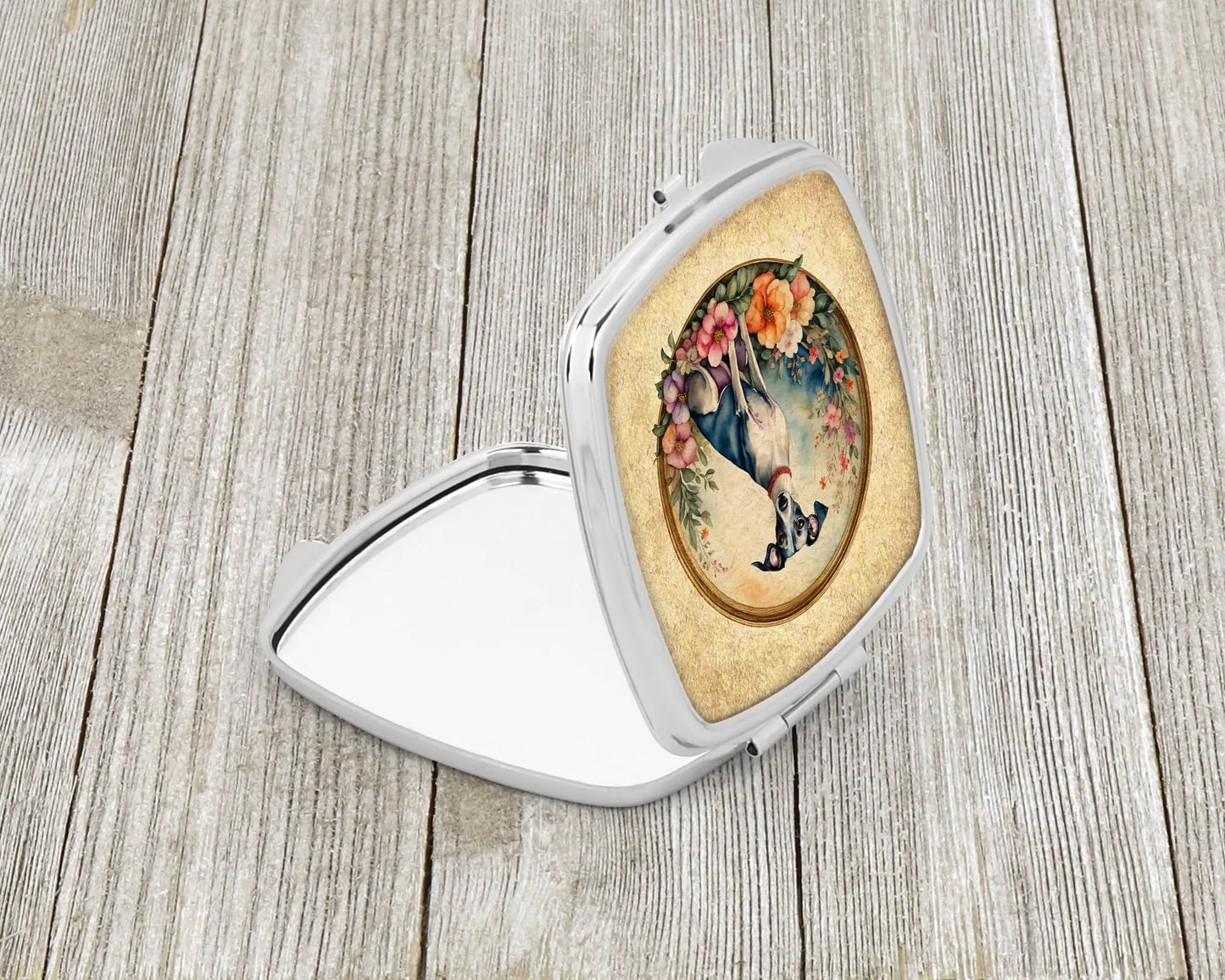 Italian Greyhound and Flowers Compact Mirror