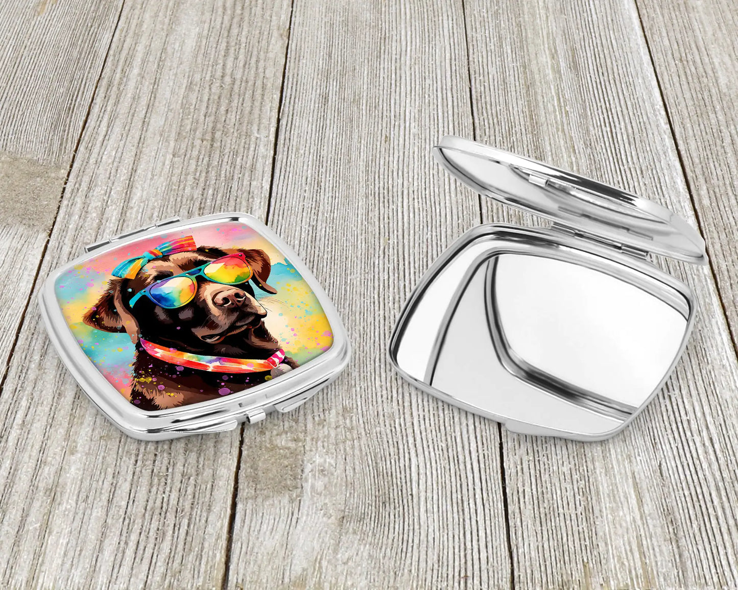 Chocolate Labrador Hippie Dawg Compact Mirror