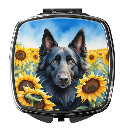Belgian Sheepdog in Sunflowers Compact Mirror