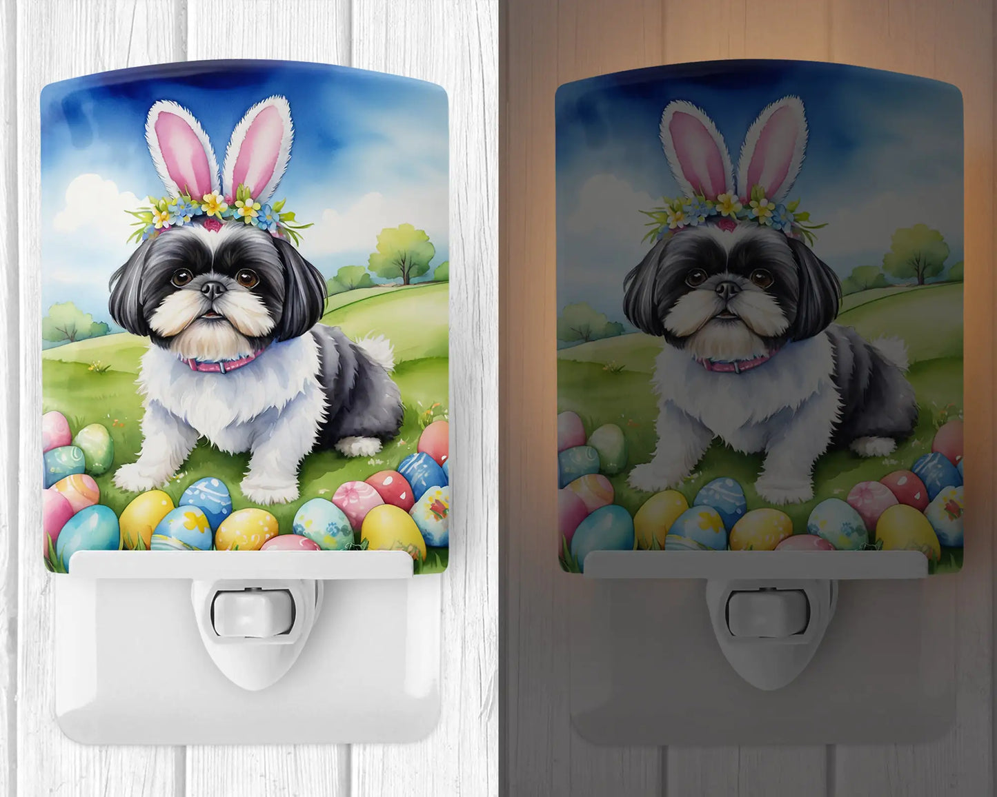 Shih Tzu Easter Egg Hunt Ceramic Night Light