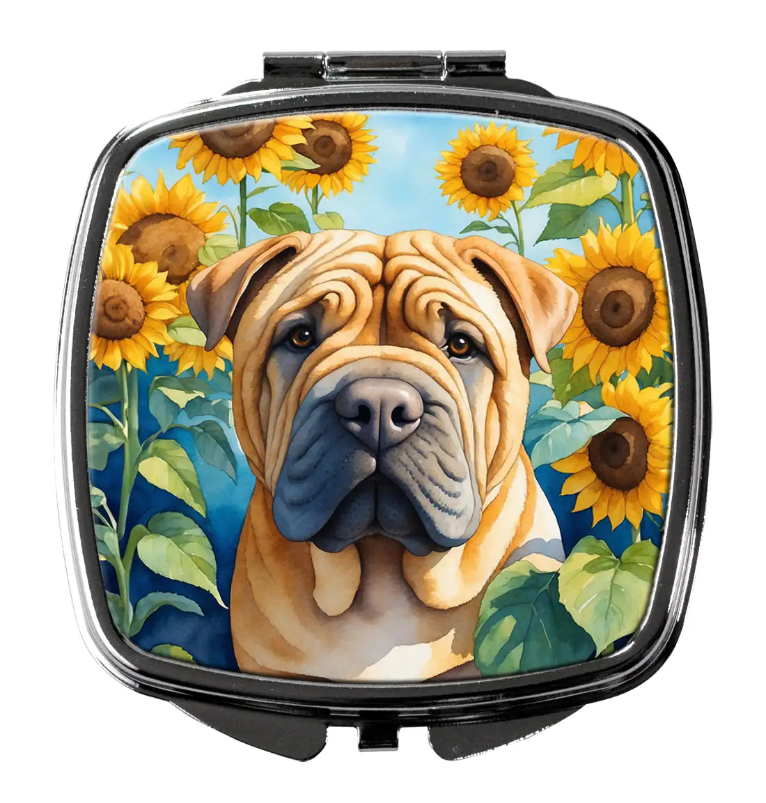 Shar Pei in Sunflowers Compact Mirror