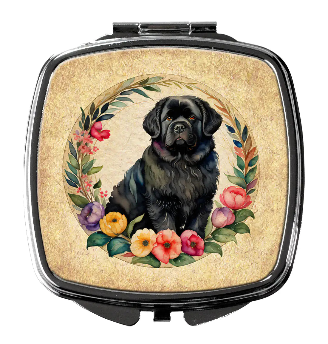 Newfoundland and Flowers Compact Mirror