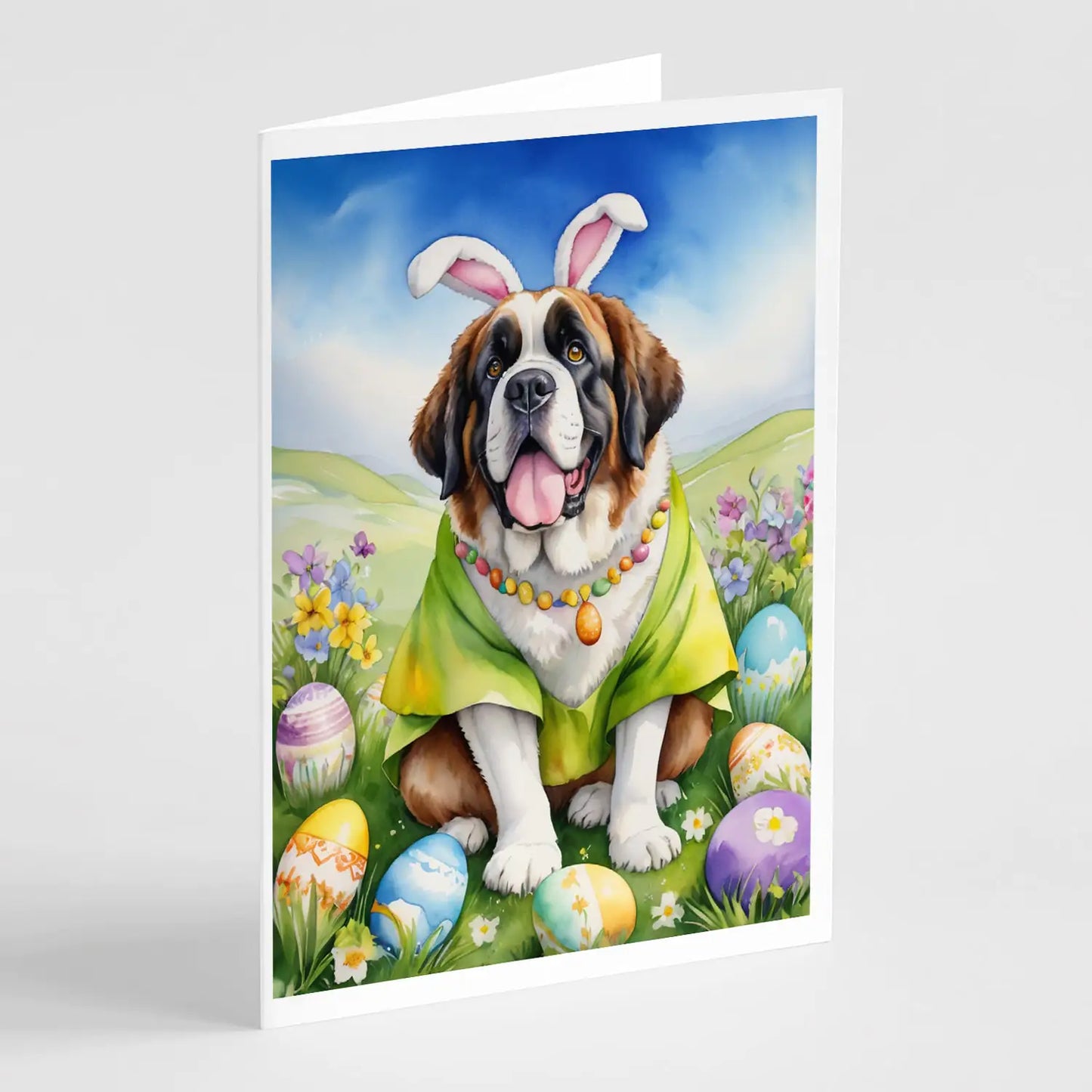 Saint Bernard Easter Egg Hunt Greeting Cards Pack of 8