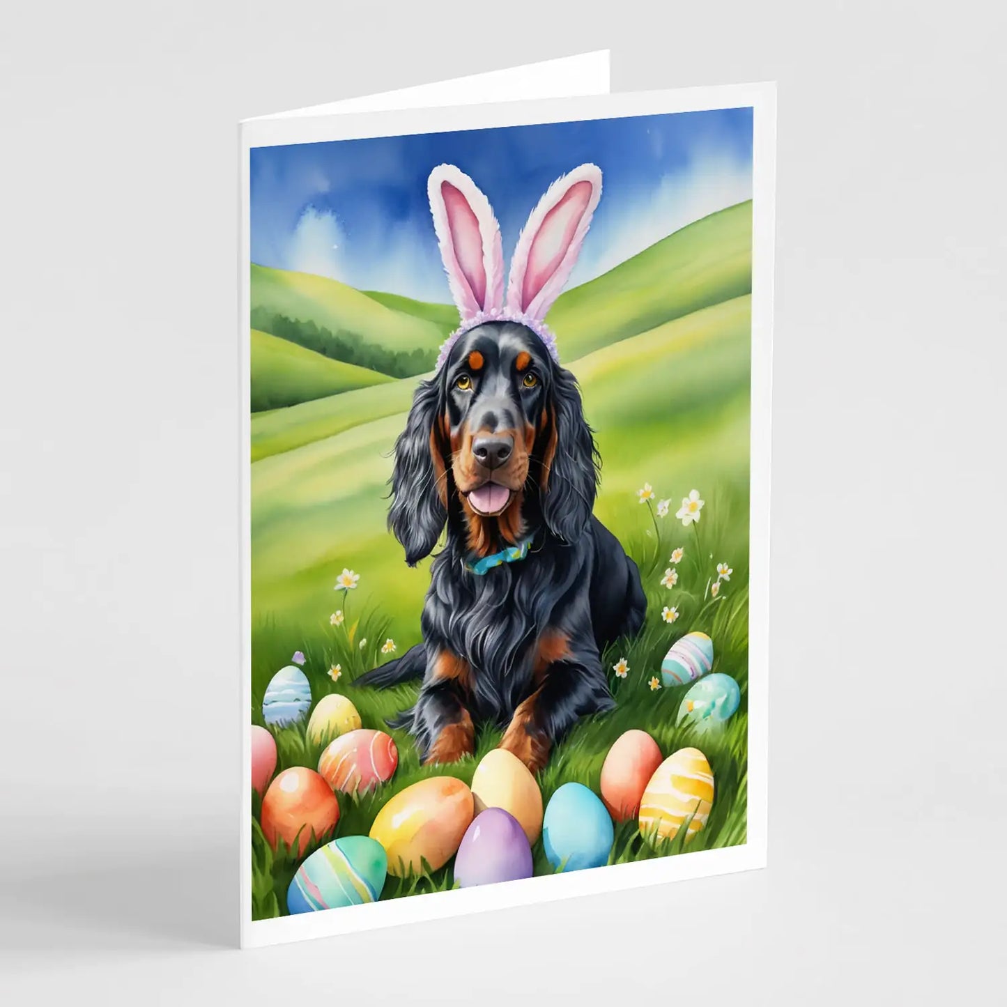 Gordon Setter Easter Egg Hunt Greeting Cards Pack of 8
