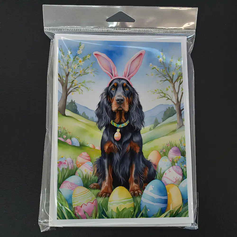 Gordon Setter Easter Egg Hunt Greeting Cards Pack of 8