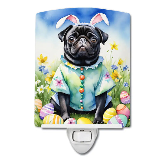 Pug Easter Egg Hunt Ceramic Night Light