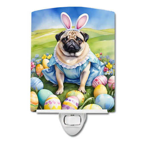 Pug Easter Egg Hunt Ceramic Night Light