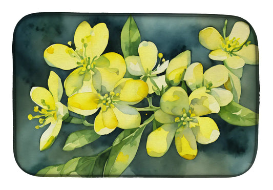 South Carolina Yellow Jessamine in Watercolor Dish Drying Mat