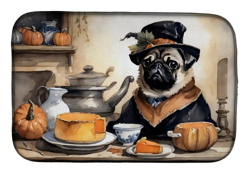 Pug Fall Kitchen Pumpkins Dish Drying Mat