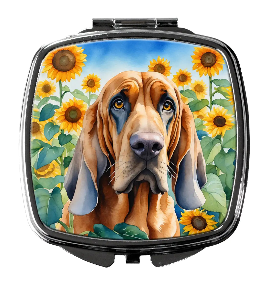 Bloodhound in Sunflowers Compact Mirror